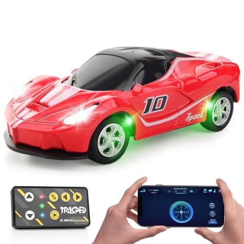 SASBSC 1/64 Mini Rc Car Toys for Boys Age 4-7 8-12, 2.4GHz Small App & Remote Control Cars with 3 Speed Modes for Kids Adults Rechargeable Desktop Toy Race Sports Car Gifts for Birthday (Red) - Image 1
