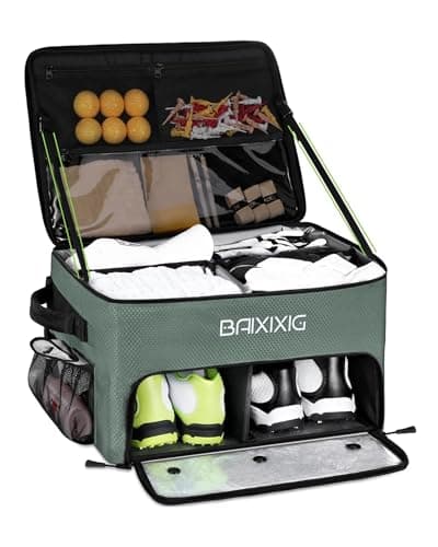 BAIXIXIG Golf Trunk Organizer, 2-Layer Storage with Shoe Pocket, Storage for Golf Accessories, Gifts for Golfers,Green - Image 1