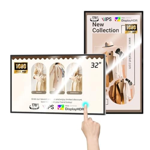 MWE 32 inch Wall Mount Digital Signage, FHD Touchscreen Monitor Android 14, Multi-Touch Screen Smart Split, Commercial Advertising Display, Time Switch, CMS Management, HD-MI/ USB/ WiFi/ for Windows - Image 1