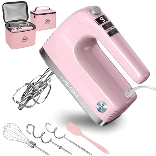 Lord Eagle 9-Speed Digital Hand Mixer Electric Handheld 500W, Pink