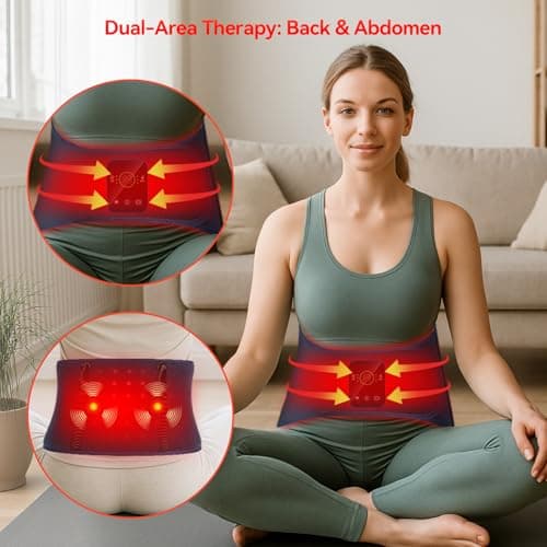 Red Light Therapy Belt for Back & Abdomen, 5000mAh Cordless Infrared Waist Wrap with Pulse/3-Mode Vibration Massage – Pain Relief, Muscle Relaxation & Circulation Boost, Ideal Gift for Mom & Dad - Thumbnail 2