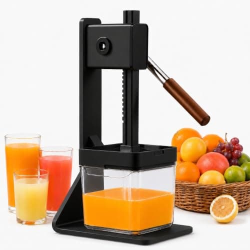Kundita Premium Aluminum Manual Citrus Juicer, Heavy Duty Hand Squeezer for Fresh Orange Lemon Lime Juice, Perfect for Health Enthusiasts & Home Wellness Kitchens, Black