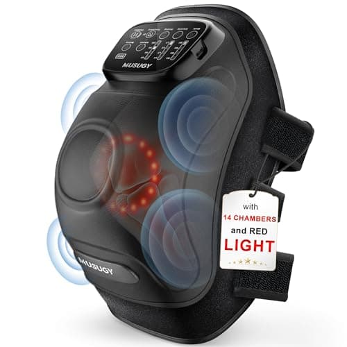 Musugy Knee Massager with Heat and Red Light Therapy : 4-in-1 Compression Massage with 14 Chambers & Vibration for Pain Relief, Cordless Home Office Use for Seniors and Active Adults, FSA-HSA Eligible - Image 1