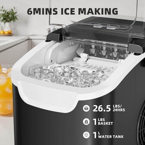 Antarctic Star Ice Maker Countertop, 8 Bullet Ice Cubes in 6 Mins, 26.5 lbs/Day, Self-Cleaning, 2 Sizes, Ultra-Quiet for Home/Kitchen/Camping/RV - Thumbnail 2