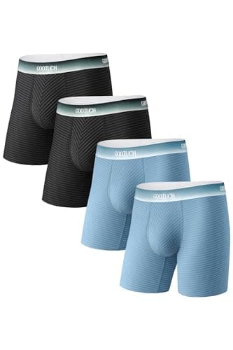 GOOTUCH Men's Breathable Cool Underwear, Moisture Wicking Odor Control Boxer Briefs, Stretch Seamless & Quick Dry(2 Black, 2 Grey Blue,X-Large) - Image 1