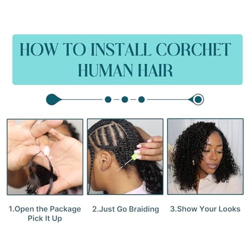 Crochet Human Hair Loose Deep Wave Reusable Knotless Human Hair Crochet 180G 150 Strands Human Crochet Hair for Black Women 20 Inch NC - Thumbnail 4