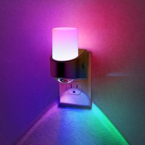JandCase LED Night Lights Plug into Wall, Color Changing Night Light with Dusk to Dawn Light Sensor, RGB Night Light for Kids, Color LED Nightlight for Bedroom Bathroom Kids Room - Image 1
