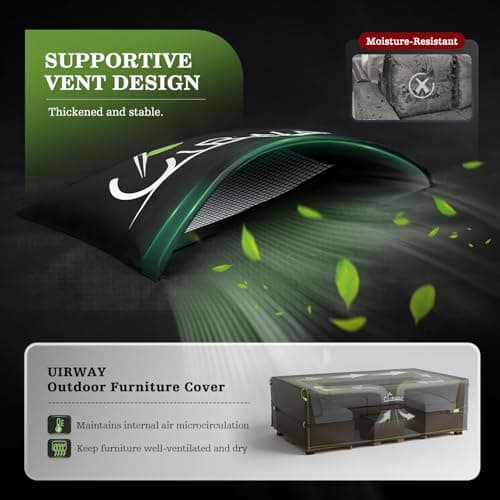 UIRWAY 600D Patio Furniture Covers-Upgraded 5 Layers Tough Oxford Fabric Waterproof Outdoor Table Cover for Heavy Duty Table and Chairs with Triple-Layer Windproof Design Fits 98" L × 78" W × 32" H - Thumbnail 6