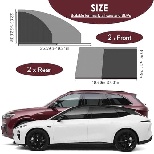 Car Window Screen for Cars and SUVs, Insect-Proof, Maintains Air Circulation, Sun Shading, Privacy Protection(All 4 Windows) - Thumbnail 2