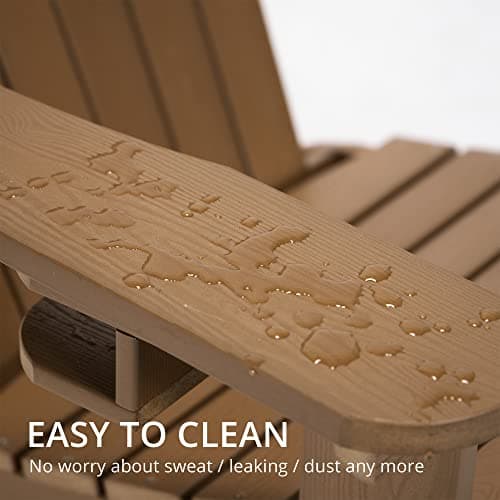 LUE BONA HDPS Adirondack Chairs Set of 2, Fire Pit, Patio, Garden, Pool, Deck, Porch, Hotel, Resort, Hidden Cup Holder, 350LBS, Brown - Thumbnail 5