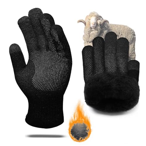 CozyGalar Winter Gloves Men, Thermal Merino Wool,6 Finger Touch Screen, Thickened Warm Fleece lined for Running Biking Christmas Husband - Image 1