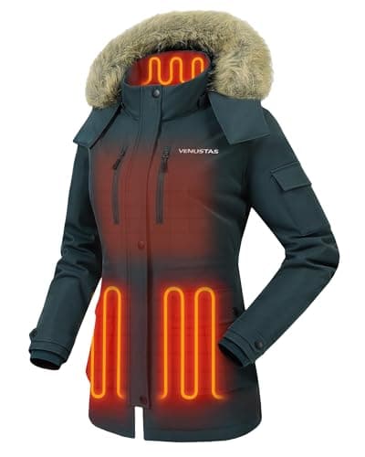 Venustas Women's Heated Parka Jacket with 10H Battery Life, Water-Resistant Windproof Coat with Waist Drawstring Hood - Image 1