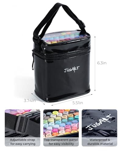 JusArt Alcohol Markers Brush Tip, 48 Colors Dual Tip Art Markers with Brush & Chisel, Alcohol Based Marker Set for Adult Coloring Books, Drawing, Illustration, Sketching, No Bleed Ink Art Supplies - Thumbnail 6