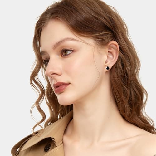 VOLUKA Titanium Screw Back Earrings for Sensitive Ears, Surgical Stainless Steel Hypoallergenic Cubic Zirconia Stud Earrings for Women Men （Black-White） - Thumbnail 6