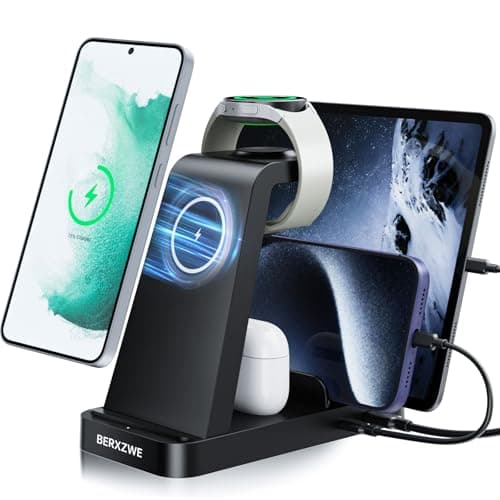 Wireless Charger for Samsung: 5 in 1 Samsung Wireless Charging Station for Galaxy S26 Ultra/S25/S24, Charger Stand for Galaxy Watch8/7/6/5/4, Charging Dock Stand for Android Multiple Devices, Black - Image 1