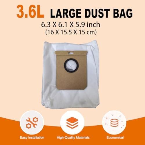 12 Pack Replacement Dust Bags compatible with Eufy L60 / L60 SE / L50 / L50 SE Robot Vacuum Bags for Eufy 3.6L Large Capacity Dust Bag for Home Office - Thumbnail 4