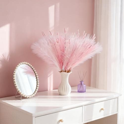 Pink Pampas Grass Decor 45 Pcs 23.6 Inch Faux Pampas Grass with Bunny Tails Bulk Artificial Dried Flowers Small Vase Filler Pompas Grass - Thumbnail 3