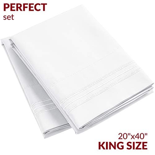 Mellanni Pillow Cases - Luxury, Extra Soft, Cooling Pillow Covers - 2 PC Iconic Collection Pillowcases - Envelope Closure (King 20"x40", White) - Thumbnail 2