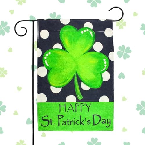 Oeyliz St Patrick's Day Garden Flag 12x18 Double Sided Happy St Patrick's Day Flag Shamrock Clover Yard Banner March Gardens Flags for Yard Outdoor Decoration - Image 1