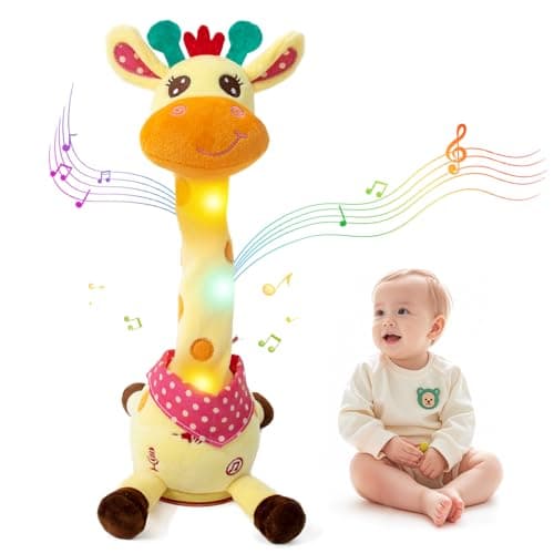 Emoin Dancing Giraffe Toy, Tanlking Giraffe Toys Musical Mimicking Toy, Singing 10 Pcs Songs for Baby Boys Girls, Repeating What You Say, Sing+Dancing+Recording+LED - Image 1