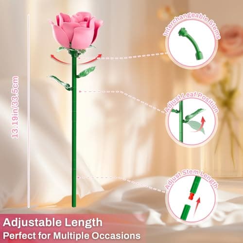 Pink Rose Bouquet Building Set for Her Lego Compatible Botanical Collection - Thumbnail 5