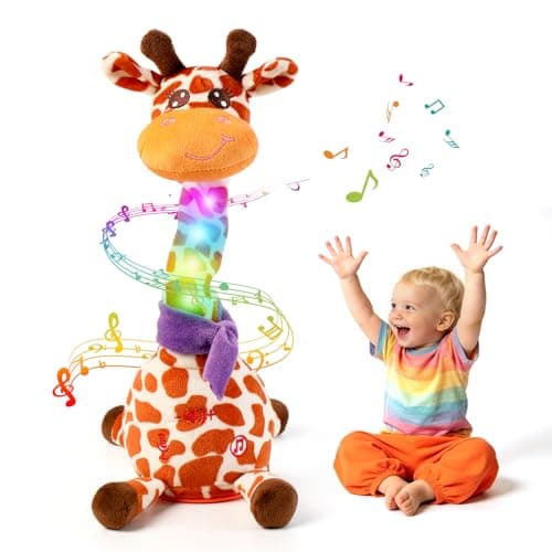 Dancing Talking Giraffe Baby Toy, Giraffe Stuffed Animal Interactive Toy, Repeating What You Say, Singing 10 Children's Song, Glow & Melody Giraffe Plush Toy for Toddlers 1-3 Years Old (Spotted deer) - Image 1