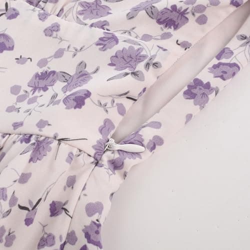 Belle Poque Women's Short Sleeve Square Neck Tiered Ruffle Dress 2025 Square Neck Holiday Beach Midi Dress Purple Large - Thumbnail 5