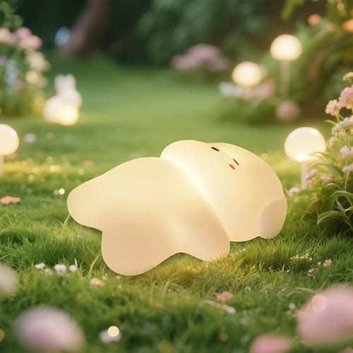 loatme Night Light for Kids, Rechargeable Dimmable Silicone LED Nightlight with 7 Colors, Baby Nursery Night Lamp, Touch Squishy Lamp, Cute Gifts for Girls, Boys, Toddler Room Decor, Lying Dog - Image 1