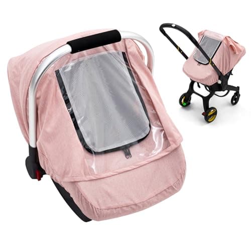 Baby Car Seat Cover, Waterproof Carseat Cover with EVA Transparent Window, Universal Car Seat Rain Cover with Storage Bag, Breathable Baby Carrier Cover for Cold Weather