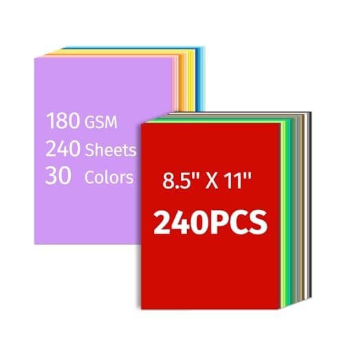 INFOOD 240 Sheets 8.5" X 11" Colored Cardstock Bulk, 30 Assorted Colors Construction Paper Card Stock Paper for Printing, Card Making, DIY Crafts, School & Office Supplies, Party Decorations, 180 GSM - Image 1