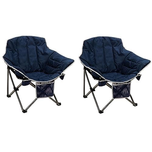 SUNNYFEEL Oversized Camping Chair, Folding Moon Saucer Chair, Padded Cushion, Heavy Duty for Adults 500 LBS, Portable Camp Lawn Chair with Storage for Lounge,Patio,Outdoor,Indoor,Porch - Image 1