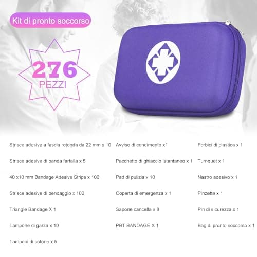 276PCS Compact Small First Aid Kits for Home Businesses Urgent Essential Mini First Aid Kit Travel Size Car Emergency Supplies Kit for Hiking Boating Skating, Purple AMORNING - Thumbnail 2