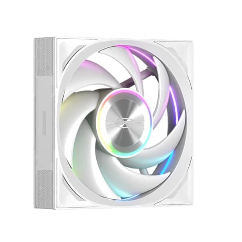 PCCOOLER 120mm PWM Case Fan, Dual Halo Lighting, Wireless Connection Design, Dual Ball Bearing, High Static Pressure, 5V 3-Pin Sync, Single Fan (F7 X120 ARGB White) - Image 1