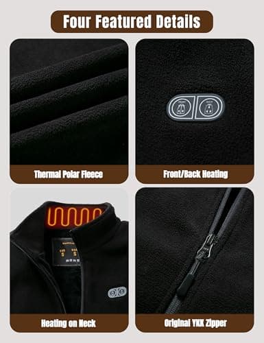 ELTENA Professional Women's Heated Vest with 20000mAh Battery equipped with Flashlights (US, Alpha, Large, Regular, Regular, Black Fleece Vest) - Thumbnail 2
