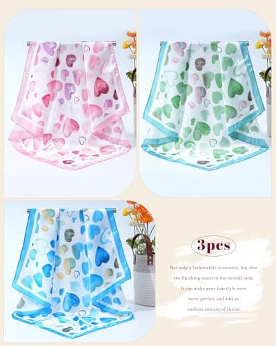 Secroma 3Pcs Head Scarf for Women，Satin Neck Scarfs, Silk Feeling Scarf - Thumbnail 3