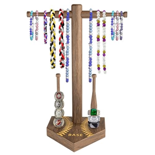 Taprion Wooden Baseball Softball Drip Ring Holder,Championship Ring Display Stand,Organizer for Sports Rings Softball Memorabilia-Baseball Accessories Gifts(Wood Brown) - Image 1