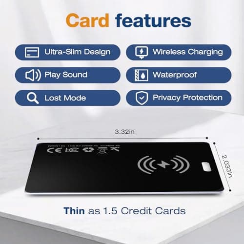 Apple MFi Certified Airtag Wallet Tracker Card 0.06in Slim 1 Pack- Rechargeable Smart Tracking Tags IP68 Waterproof, Works with Apple Find My, Bluetooth Item Locator for Keys, Purse, Luggage(iOS Only) - Thumbnail 4