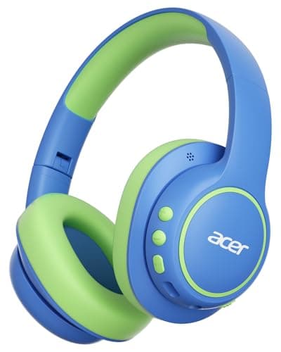 acer Kids Bluetooth Headphones, Over Ear Headphone for Kids with Mic, 75H Playtime, 85dBA Safe Volume, Bluetooth 6.0, USB C Fast Charging, Toddler Headphones for iPad/Tablet/Travel/School-Blue Green - Image 1