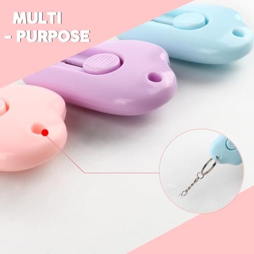 Box Cutters - 3 Pack Retractable Letter Opener, Adorable Cloud Tiny Paper Cutter for Key Chain Pocket Bag Package Envelope Mail Letter Box Paper DIY Projects for Girls and Boys - Thumbnail 3