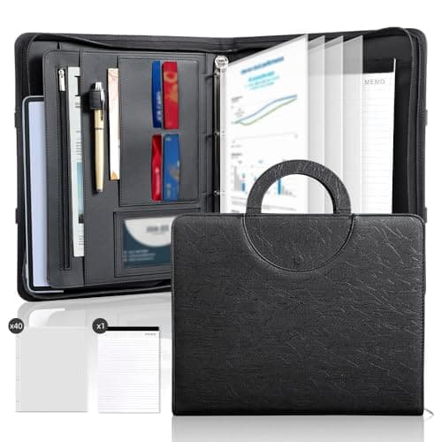 BRAVE ELK Zippered Padfolio Portfolio Binder, 40 Sleeves & Tablet Holder Case