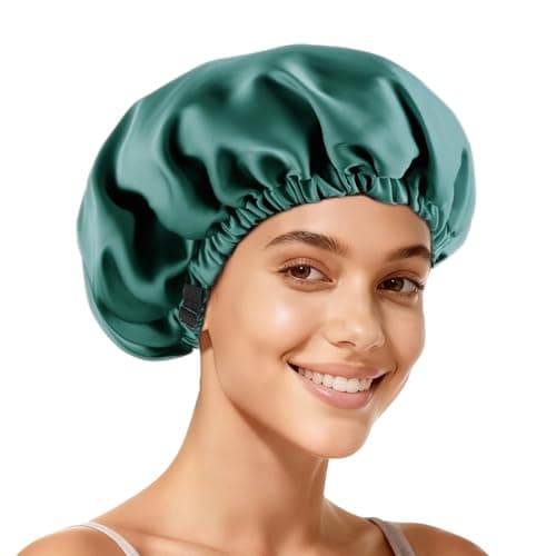 Zixsavk Adjustable Double Layer Silk-Satin Hair Bonnet for Women - Sleep Hair Protector Ideal for Natural Curly Hair, Anti-Frizz & Moisture Retention (Dark green,Large) - Image 1