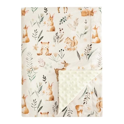 PHF Minky Baby Blanket with Double Layer, with Soothing Dotted Backing, Soft and Lightweight Reversible Receiving Blanket for Newborns, Infants, Babies, 40x50 Inches, Woodland&Forest - Image 1