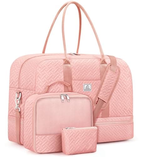 IBFUN Weekender Bags for Women, 3PCS 21" Large Travel Duffle Carry On with Crossbody Bag & Toiletry Bag, Water-Resistant Shoe Compartment, Trolley Sleeve, for Business Weekend Overnight Trips - Image 1