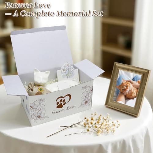 COSOWO Lying Cat Cremation Urn for Cats, White Ceramic Pet Memorial Urn for Cat Ashes, Keepsake Urn for Loss of Beloved Cat, Cat Remembrance Gift, White - Thumbnail 4