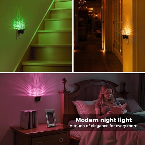 L LOHAS LED Night Light, Dimmable Night Lights Plug into Wall, Color Changing Nightlight RGB with Auto Light Sensor, 0-100LM Adjustable Brightness LED Night Light - Thumbnail 4