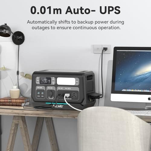 ALLWEI 2400W Portable Power Station with B200 PRO Expansion Battery, 4096Wh LiFePO4, 3600W Super Power Mode, 1500W AC Charging & 1200W Solar Charging Generator for Camping Home Outdoor Emergency - Thumbnail 5