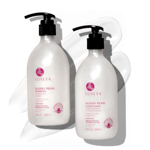 Luseta Glossing Shampoo and Conditioner Set Shine Boosting Sulfate Free for Color Treated Hair, Argan Oil Moisturizing Frizz Control Smoothing for Dry Damaged Frizzy Curly Hair Women Men 500ml*2 - Image 1