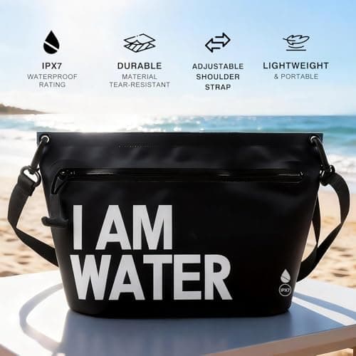UOEPOWA 6L Waterproof Crossbody Bag Detachable Adjustable Shoulder Strap Unisex IPX8 Waterproof Holds Phone, Wallet, Skincare Ideal for Diving, Camping, Leisure(Black) - Thumbnail 2