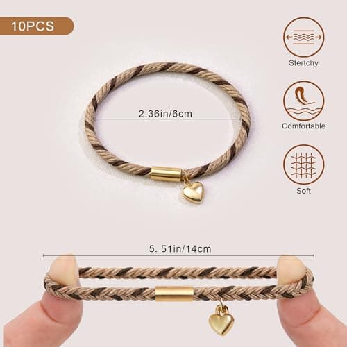 Fohufo Hair Ties No Damage - 10 Pcs Hair Scrunchies for Women Girls, Hair Ties for Thick Hair & Thin Hair, Hair Scrunchies Bands Bracelets, Initial Hair Accessories for Women, Birthday Gift - Letter B - Thumbnail 4