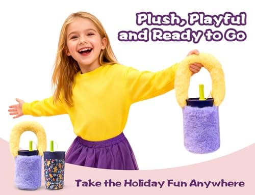 DLOCCOLD 12oz Insulated Stainless Steel Straw Tumbler with Plush Warm Water Bottle Carrier, Sling Bag Holder, Reusable Sippy Cup With Leak-Proof Spill Resistant Flexible Straw Lid, Easy to Clean - Thumbnail 3